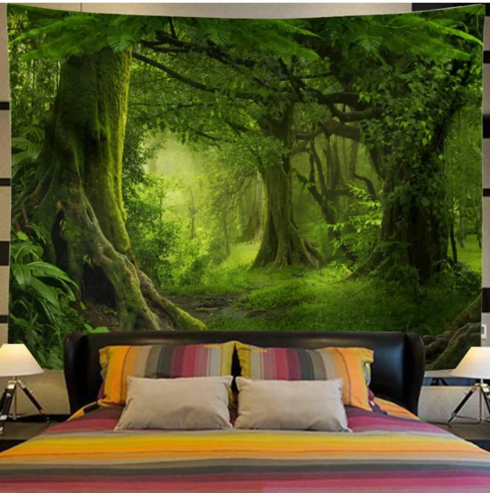 Big Forest Tapestry Trees Woods Wall Hanging Scenery Tree Art Nature Landscape